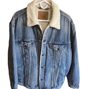 Levi's Premium Sherpa Trucker Jacket 79129-0001 XL Vintage Fit Denim EXC Cond 2